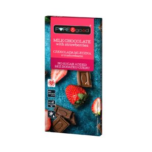 Czekolada mleczna z truskawkami bez dodatku cukrów 75g PURE&GOOD