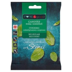 Cukierki eukaliptusowo miętowe ze stewią bez dodatku cukrów 50g PURE&GOOD