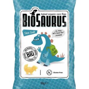 Chrupki kukurydziane Dinozaury z solą morską BIO 50g BIOSAURUS