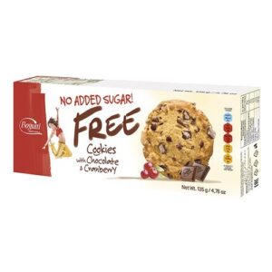 Ciastka z czekoladą i żurawiną 135g bez dodatku cukrów BOGUTTI