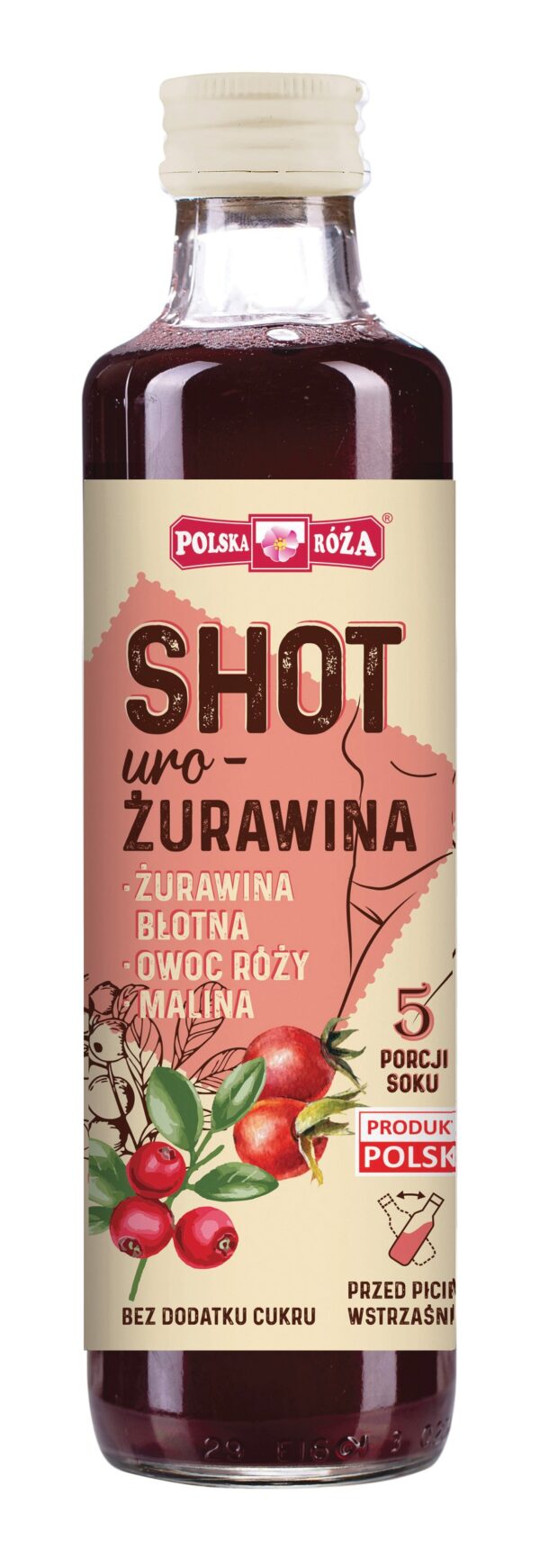 SHOT żurawina, róża, malina 250 ml POLSKA RÓŻA - obrazek 2