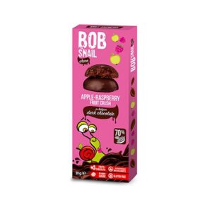 Ciasteczko owocowe jabłko-malina w ciemnej czekoladzie 30g BOB SNAIL