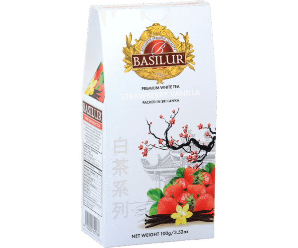BASILUR Herbata - white strawberry stożek liść 100g - obrazek 2