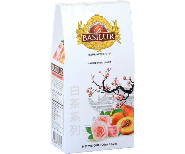 BASILUR Herbata - white peach rose stożek liść 100g - obrazek 2