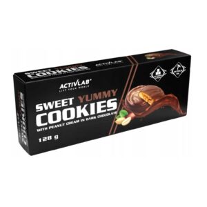 Sweet Yummy Cookies ciasteczka z kremem orzechowym w czekoladzie deserowej 128g ACTIVLAB