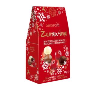Żurawina w czekoladzie białej, mlecznej i deserowej 80g AMARESTI