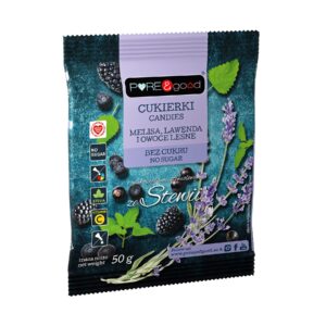 Cukierki z melisą, lawendą, owocami leśnymi bez dodatku cukrów 50g PURE&GOOD