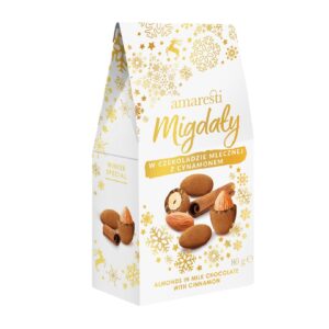Migdały w czekoladzie mlecznej z cynamonem 80g AMARESTI