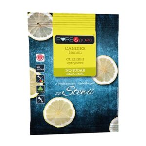 Cukierki cytrynowe ze stewią bez dodatku cukrów 50g PURE&GOOD