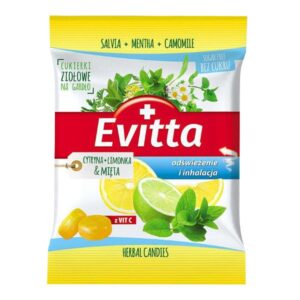 Cukierki ziołowe bez cukrów z wit.C o smaku cytryny, limonki i mięty 60g EVITTA
