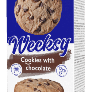 Ciastka bez dodatku cukrów i oleju palmowego z kawałkami czekolady bezcukrowej 120g WEEKSY