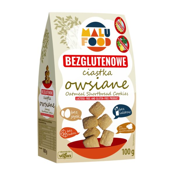 Ciastka owsiane bezglutenowe bez dodatku cukru 100g MALU FOOD