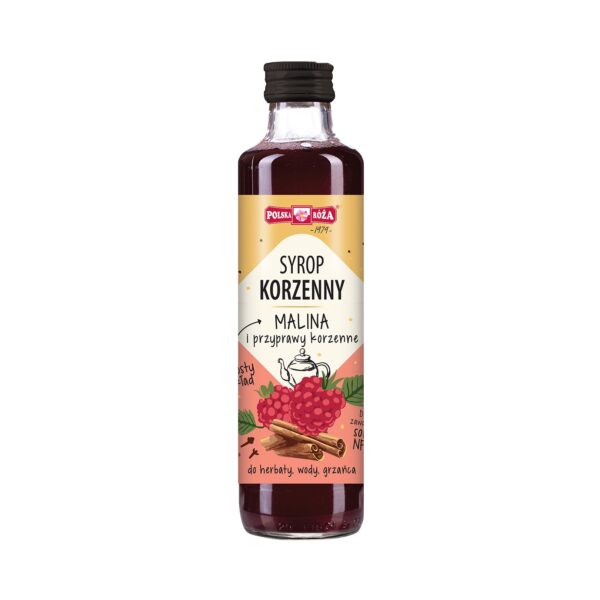 Syrop korzenny: Malina i przyprawy korzenne 250ml POLSKA RÓŻA