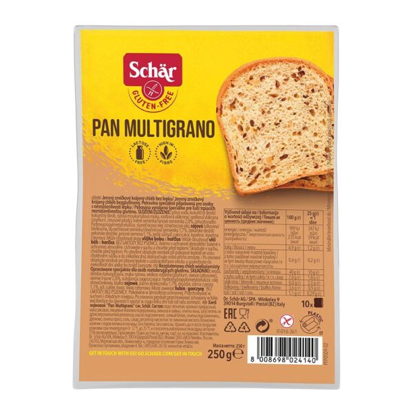 Chleb biały wieloziarnisty Pan Multigrano bezglutenowy 250g SCHAR chleb bez glutenu