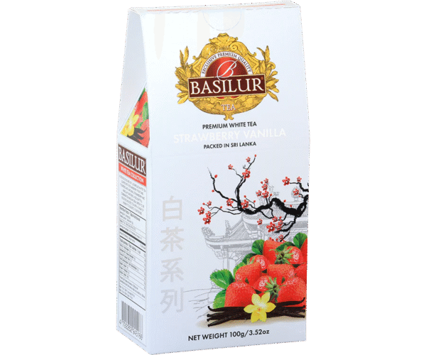 BASILUR Herbata - white strawberry stożek liść 100g