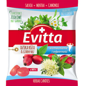 Cukierki ziołowe bez cukru z wit.C o smaku dzikiej róży 60g EVITTA