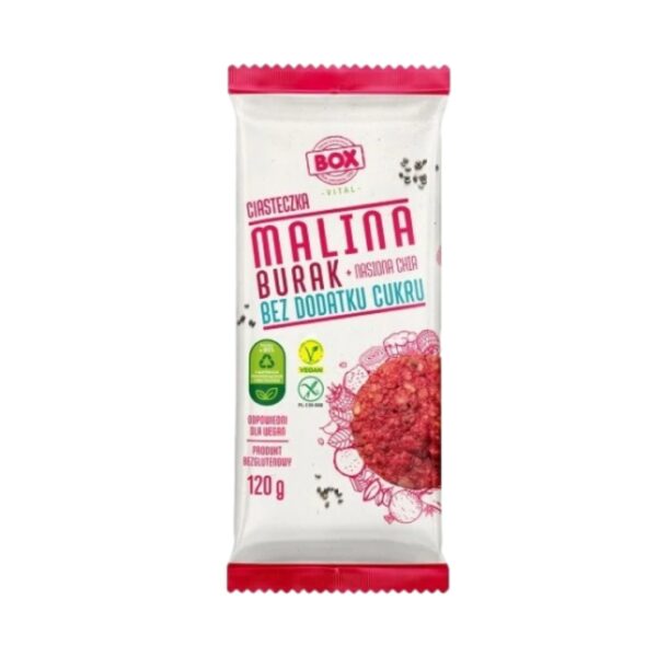 Ciasteczka Malina Burak Nasiona CHIA bez dodatku cukru 120g FRANK&OLI