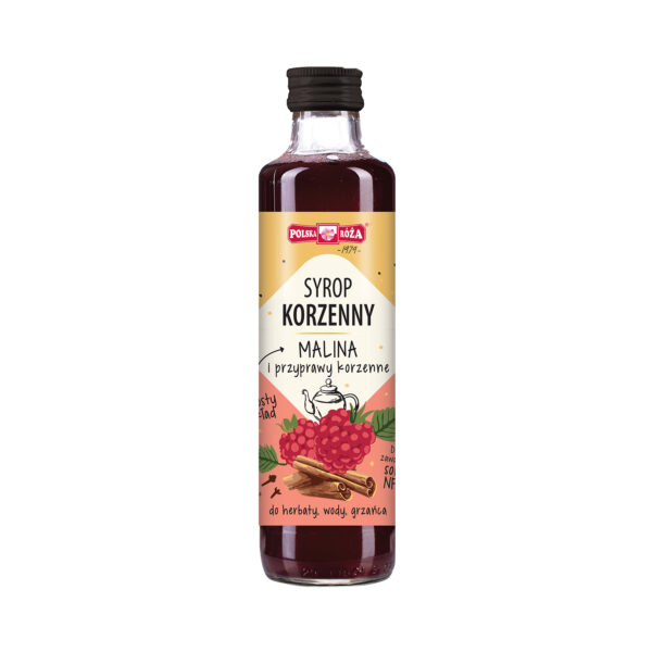 Syrop korzenny: Malina i przyprawy korzenne 250ml POLSKA RÓŻA