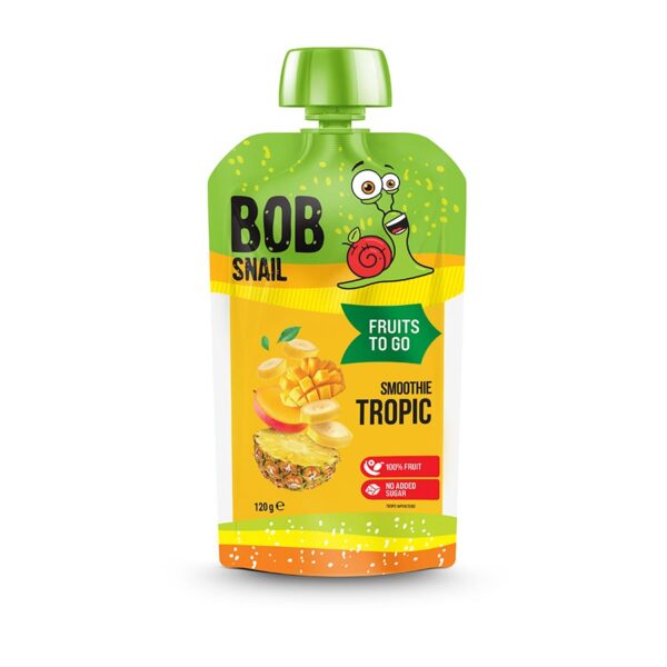 Smoothie TROPIC banan-ananas-mango bez dodatku cukru 120 g BOB SNAIL