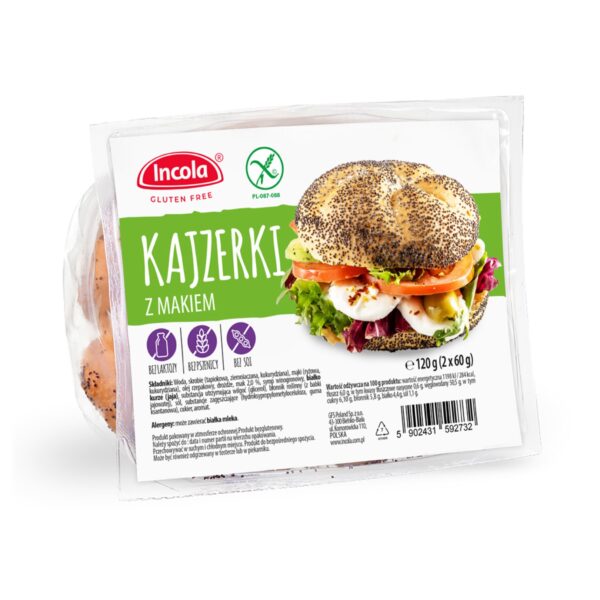 Bezglutenowa Bułka kajzerka z makiem 120g INCOLA