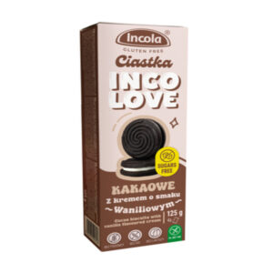 Ciastka kakaowe z kremem o smaku waniliowym bez cukru 125g INCOLA