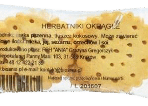 Herbatniki okrągłe bez dodatku cukrów 50g ANIA