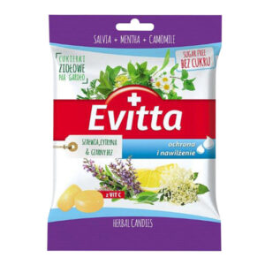 Cukierki ziołowe bez cukru z wit.C o smaku szałwi, cytryny i czarnego bzu 60g EVITTA