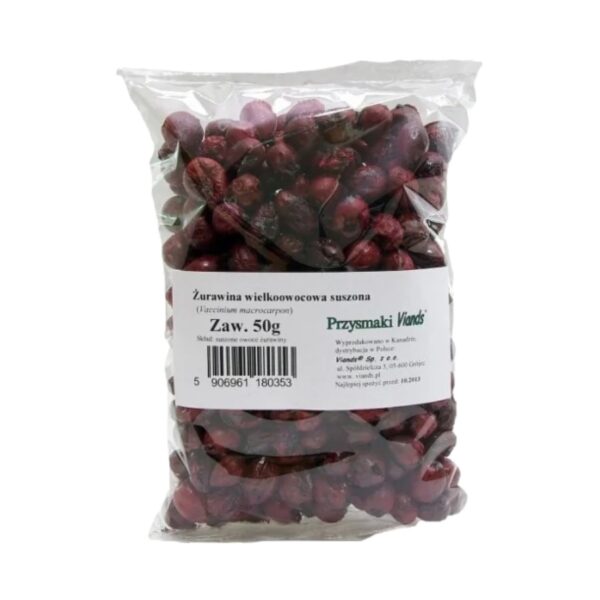 Żurawina suszona cała bez dodatku cukrów 50g PRZYSMAKI VIANDS