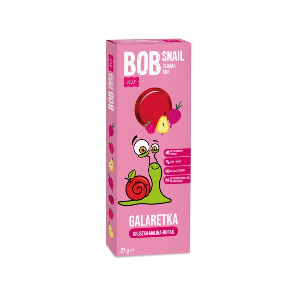 Galaretka owocowa gruszka-malina-burak bez dodatku cukrów 27g BOB SNAIL