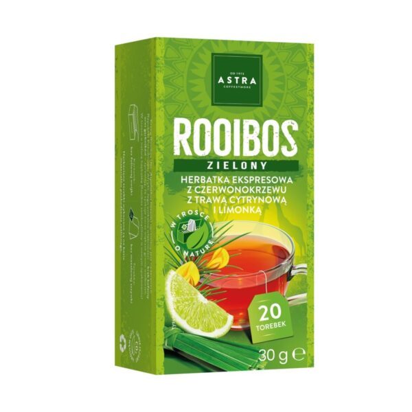 Herbata rooibos zielony z trawą cytrynową i limonką 20 torebek ASTRA