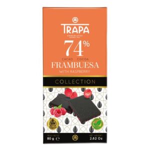 Czekolada ciemna 74% kakao z malinami 80g TRAPA