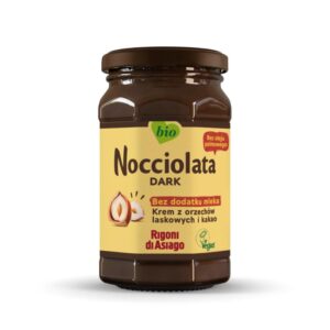 Nocciolata ( bez laktozy) BIO - krem z orzechów laskowych (19,5%) i kakao (11%) bez dodatku mleka 250g RIGONI
