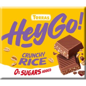 Czekolada mleczna crunchy z chrupiącym ryżem bez dodatku cukru Hey Go! 60g TORRAS