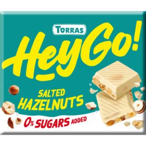 Czekolada biała z orzechami laskowymi i solą morską bez dodatku cukru Hey Go! 60g TORRAS