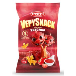 Chrupki kukurydziane ekstrudowane o smaku ketchupu bezglutenowe 50g VEPY